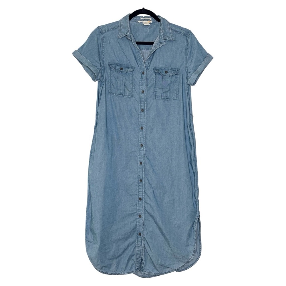 C& C California button close chambray midi shirt dress medium